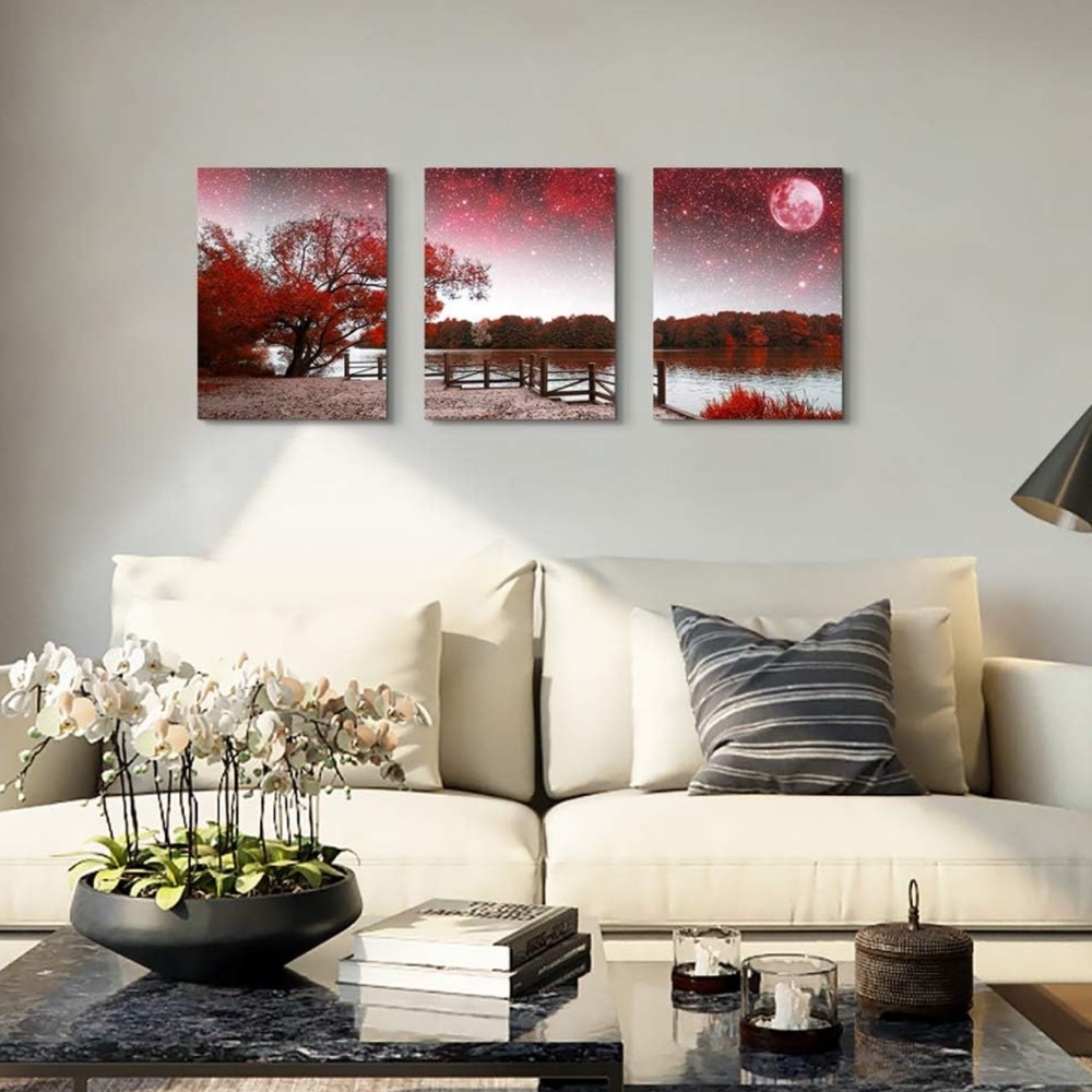 Mountain Landscape Abstract Painting Canvas Wall Art. 
Size 12x16inches*3pcs - Picture 3 of 8